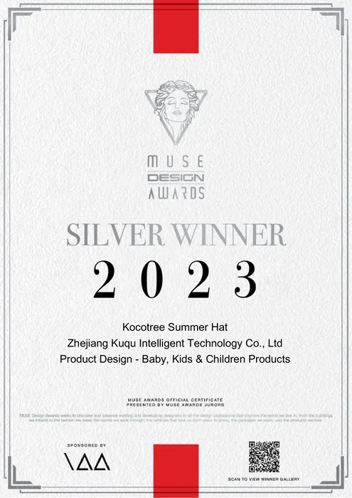 2023年 MUSE Design Awards 银奖 · SILVER WINNER,Kocotree Summer Hat,完整证书